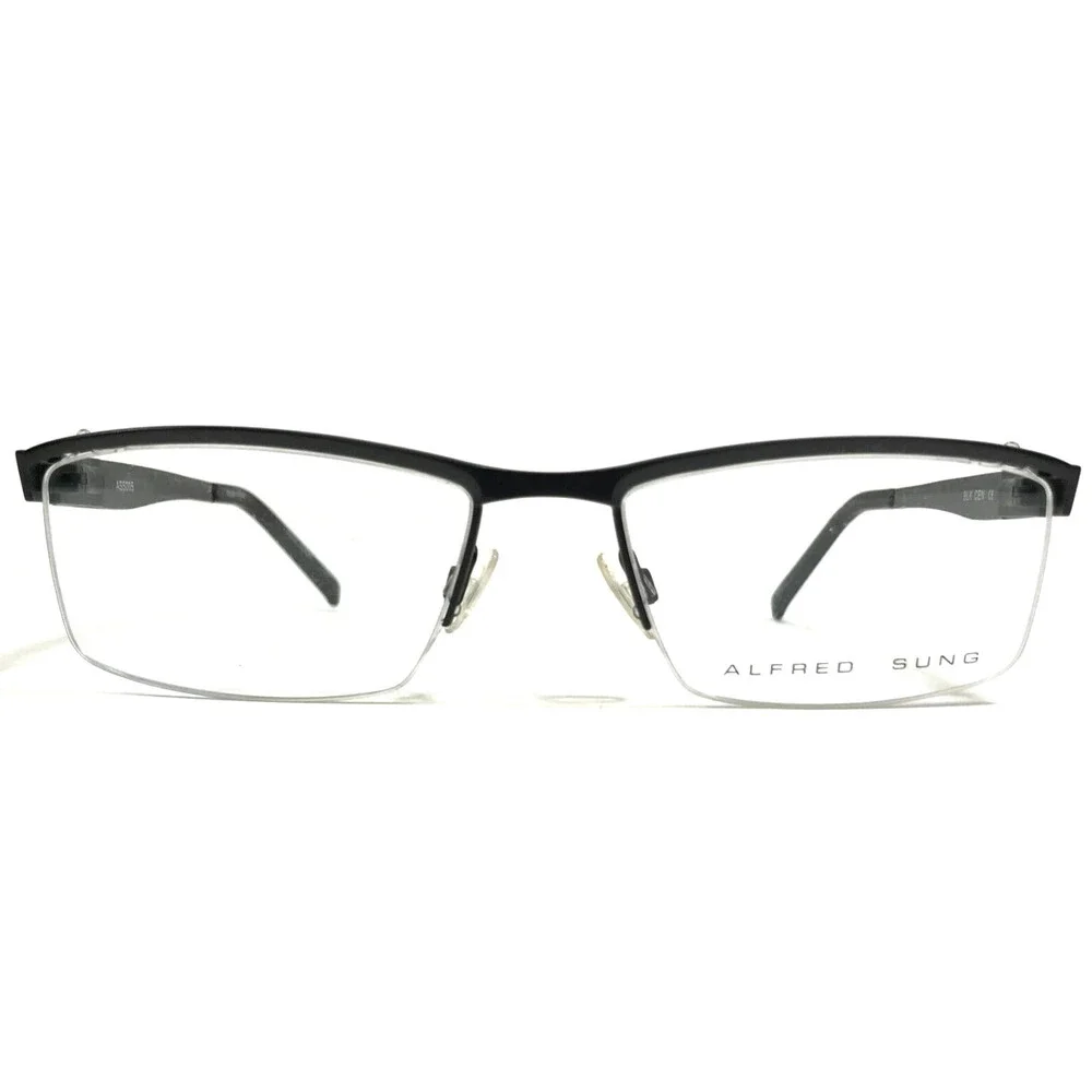 Alfred Sung Eyeglasses Frames AS5005 BLK CEN Rectangular Half Rim 56-18-140